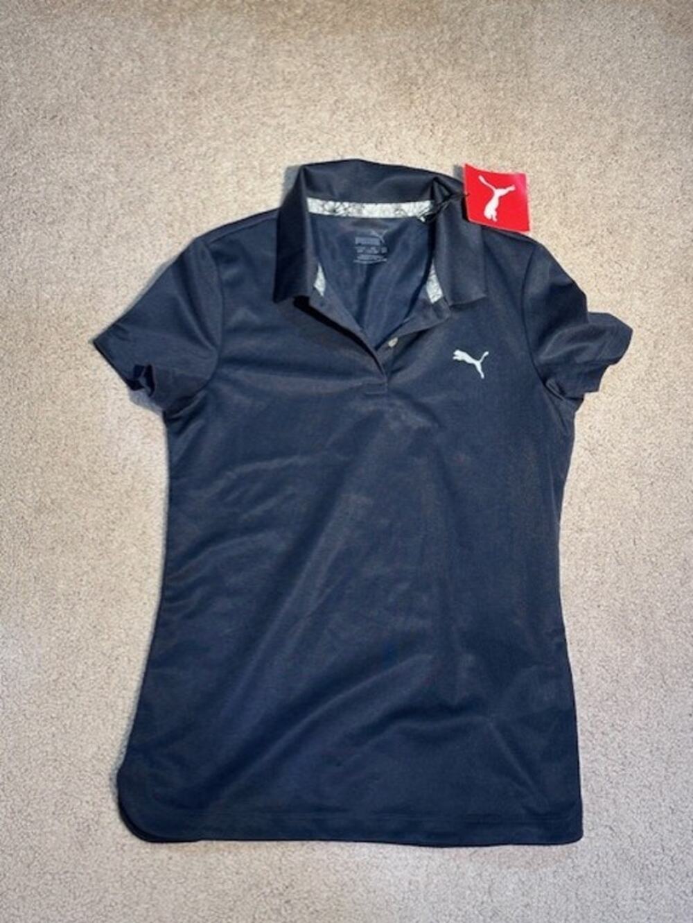 NWT Puma Girls Golf Polo Size L Navy Performance Moisture‑Wicking Sport Shirt